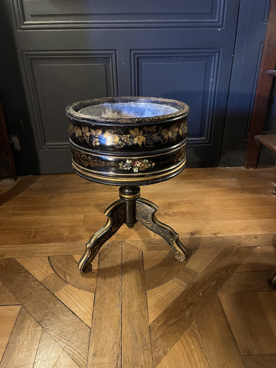 Blackened And Painted Wooden Planter, Napoleon III Period No. 2-photo-4