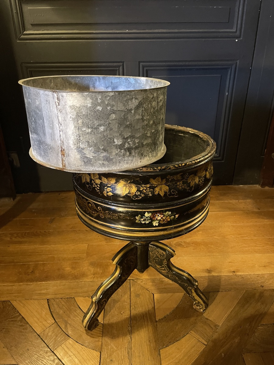 Blackened And Painted Wooden Planter, Napoleon III Period No. 2-photo-1