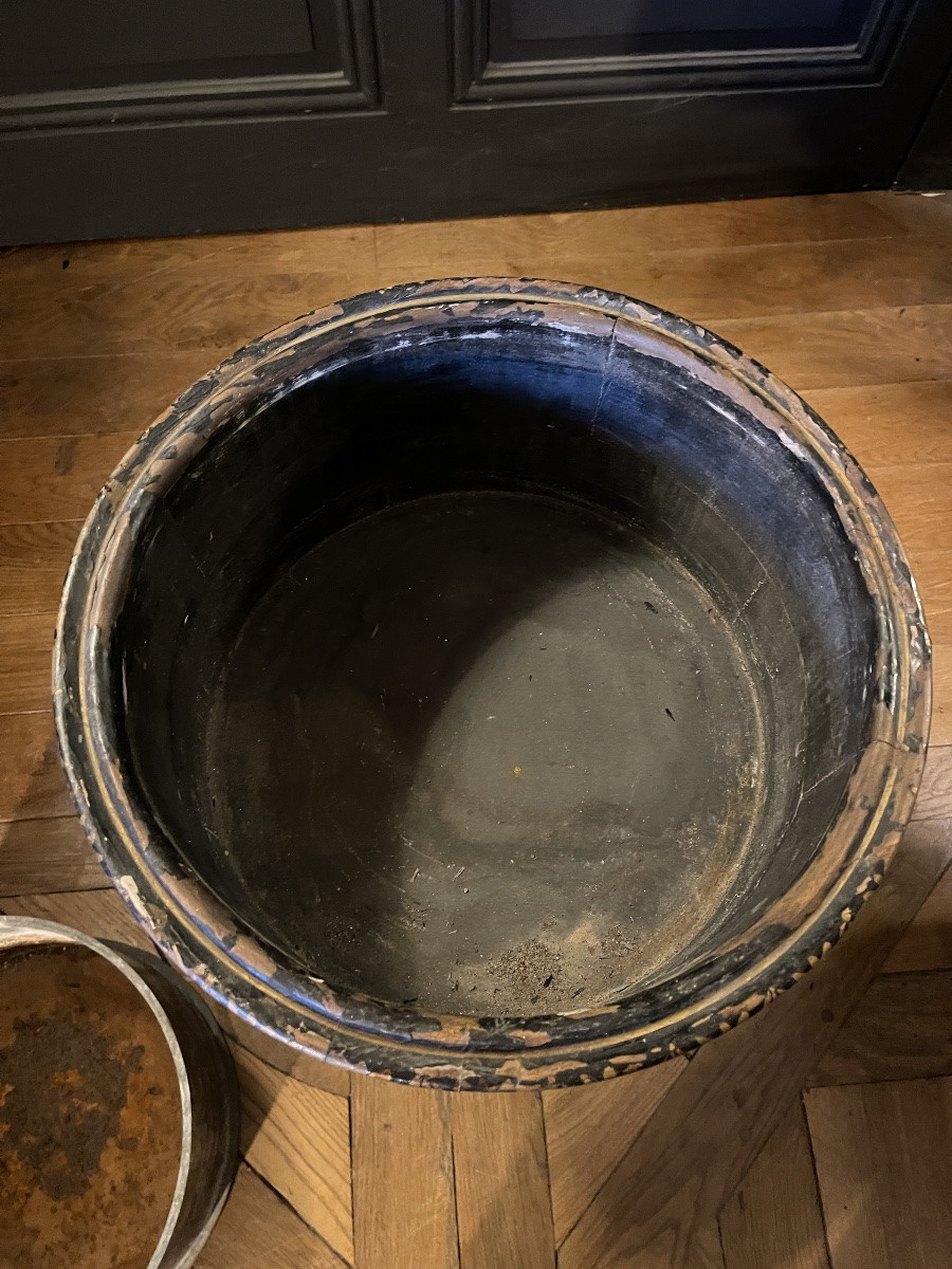 Blackened And Painted Wooden Planter, Napoleon III Period No. 2-photo-2