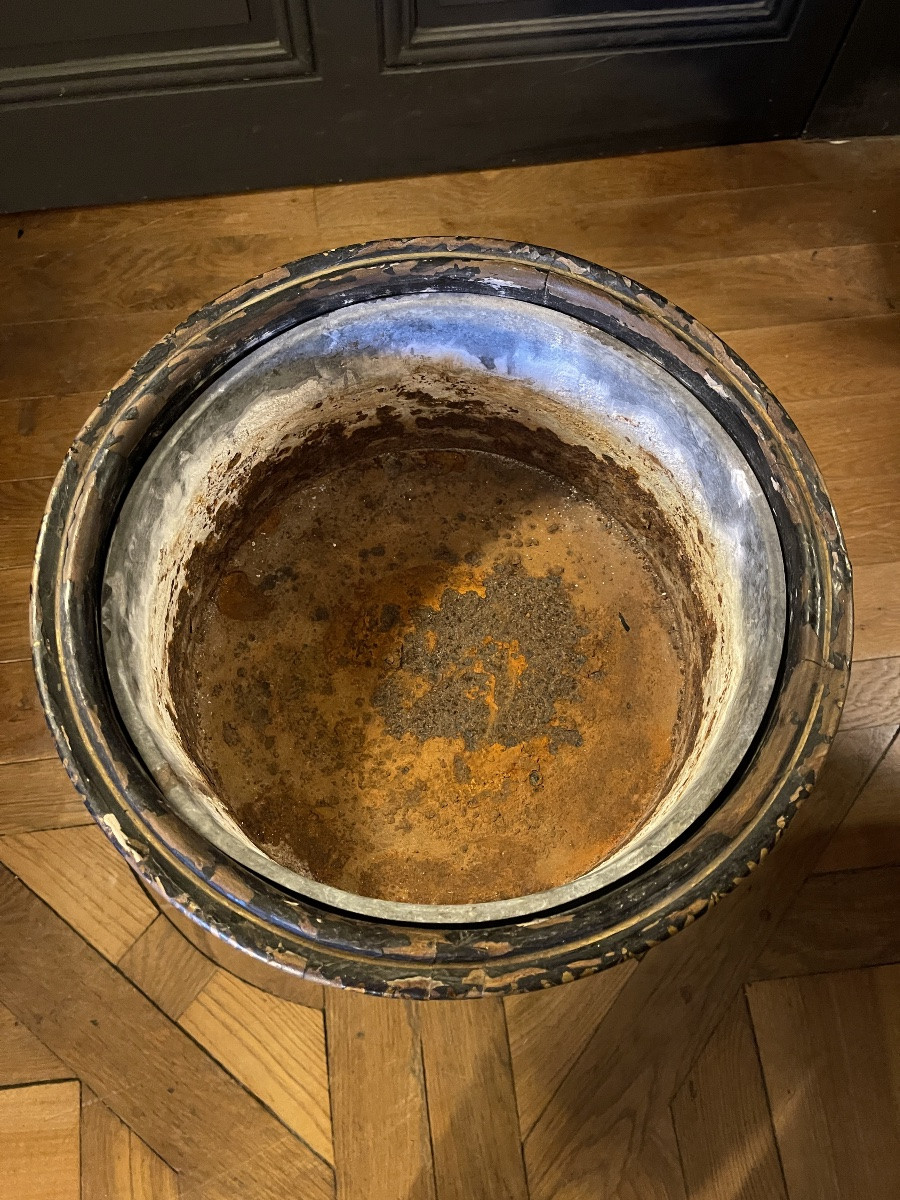 Blackened And Painted Wooden Planter, Napoleon III Period No. 2-photo-3