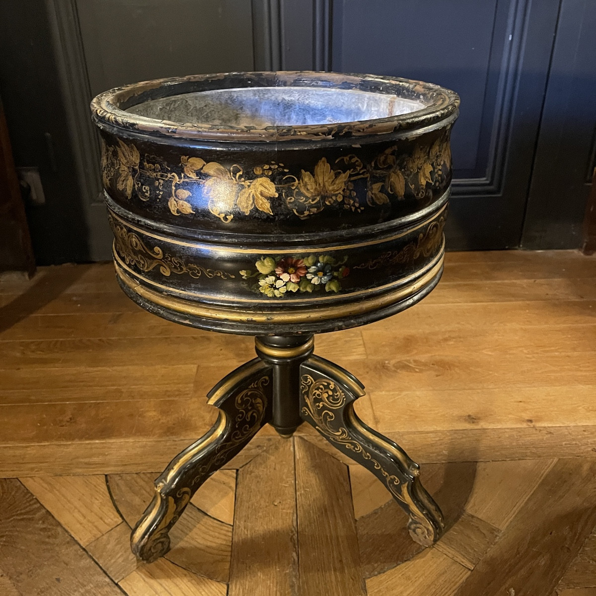 Blackened And Painted Wooden Planter, Napoleon III Period No. 2