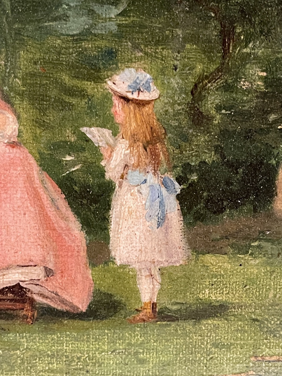 A Sunday In The Park, 19th Century Genre Scene-photo-3