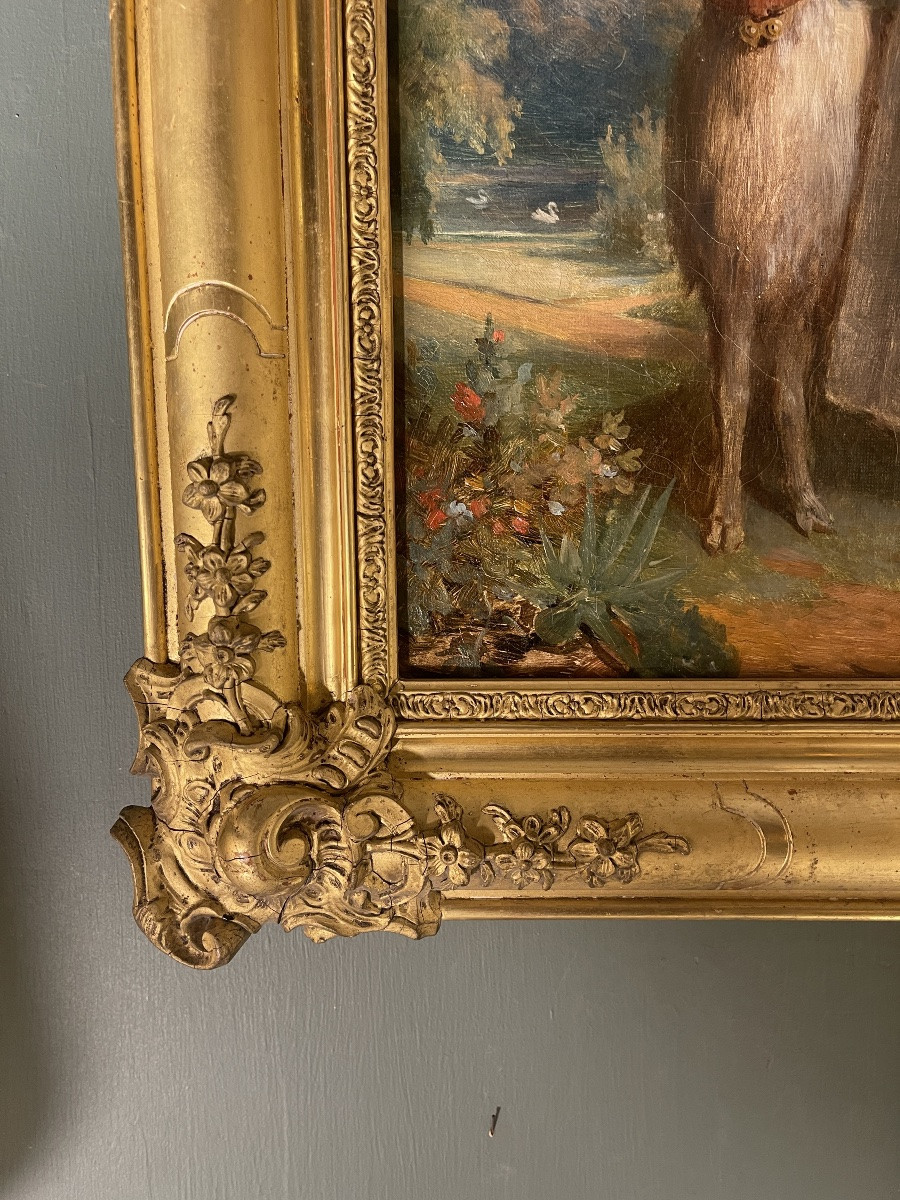 Portrait Of A Little Girl Feeding Her Goat, Dated 1851-photo-2