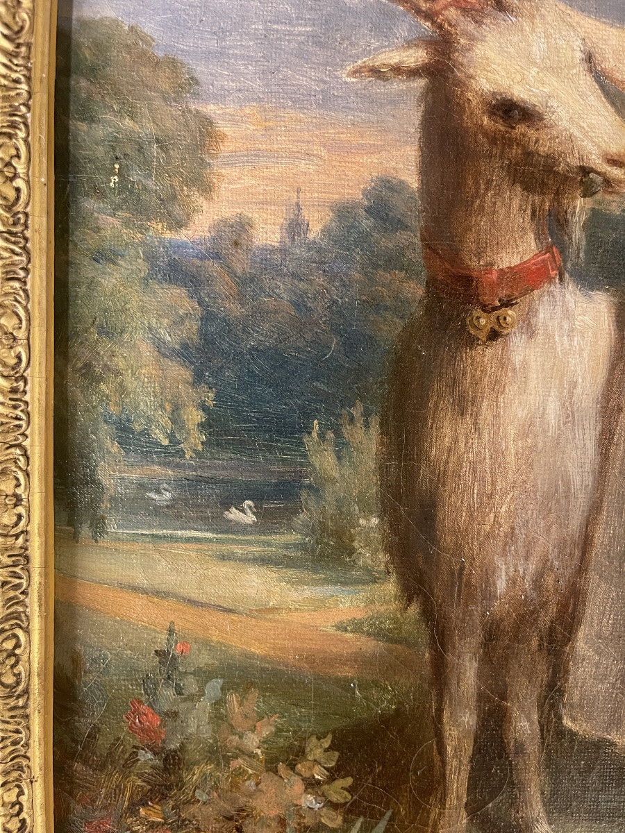 Portrait Of A Little Girl Feeding Her Goat, Dated 1851-photo-5