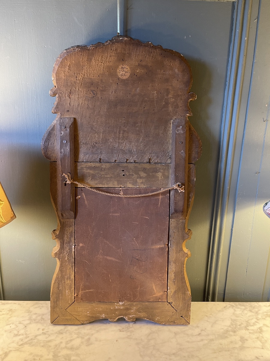 19th Century Painted And Gilded Wooden Pediment Mirror-photo-7