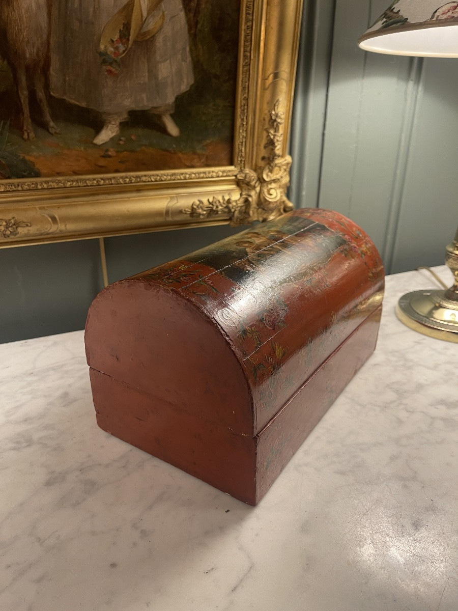 Boite en Vernis Martin à décor de chérubins XIXème-photo-4