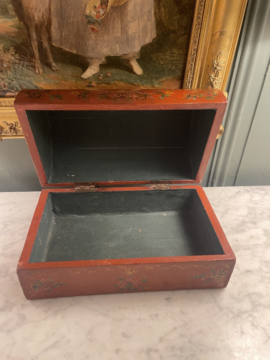 Boite en Vernis Martin à décor de chérubins XIXème-photo-3