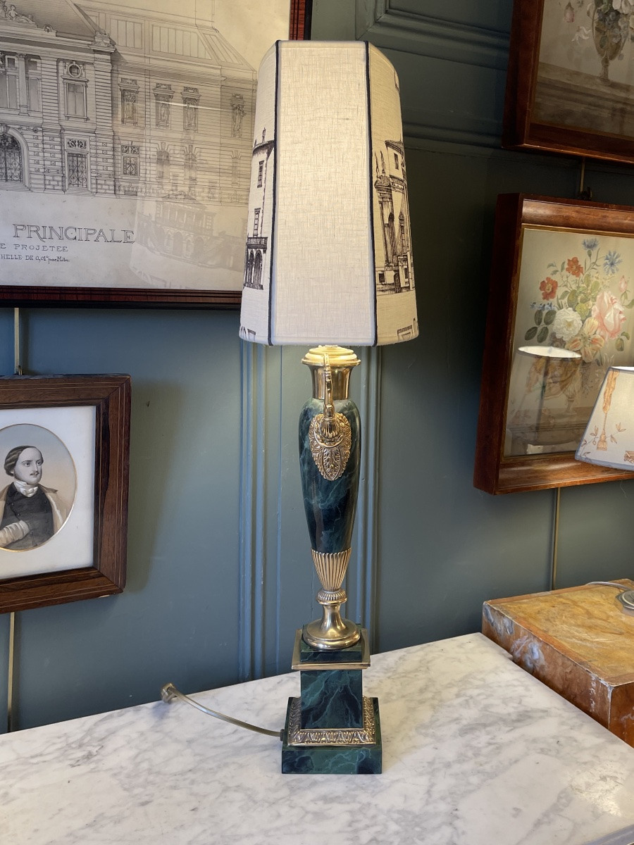 Lampe Carcel en tôle peinte XIXème, Hauteur 76 cm-photo-3