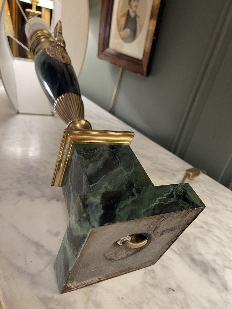 Lampe Carcel en tôle peinte XIXème, Hauteur 76 cm-photo-7