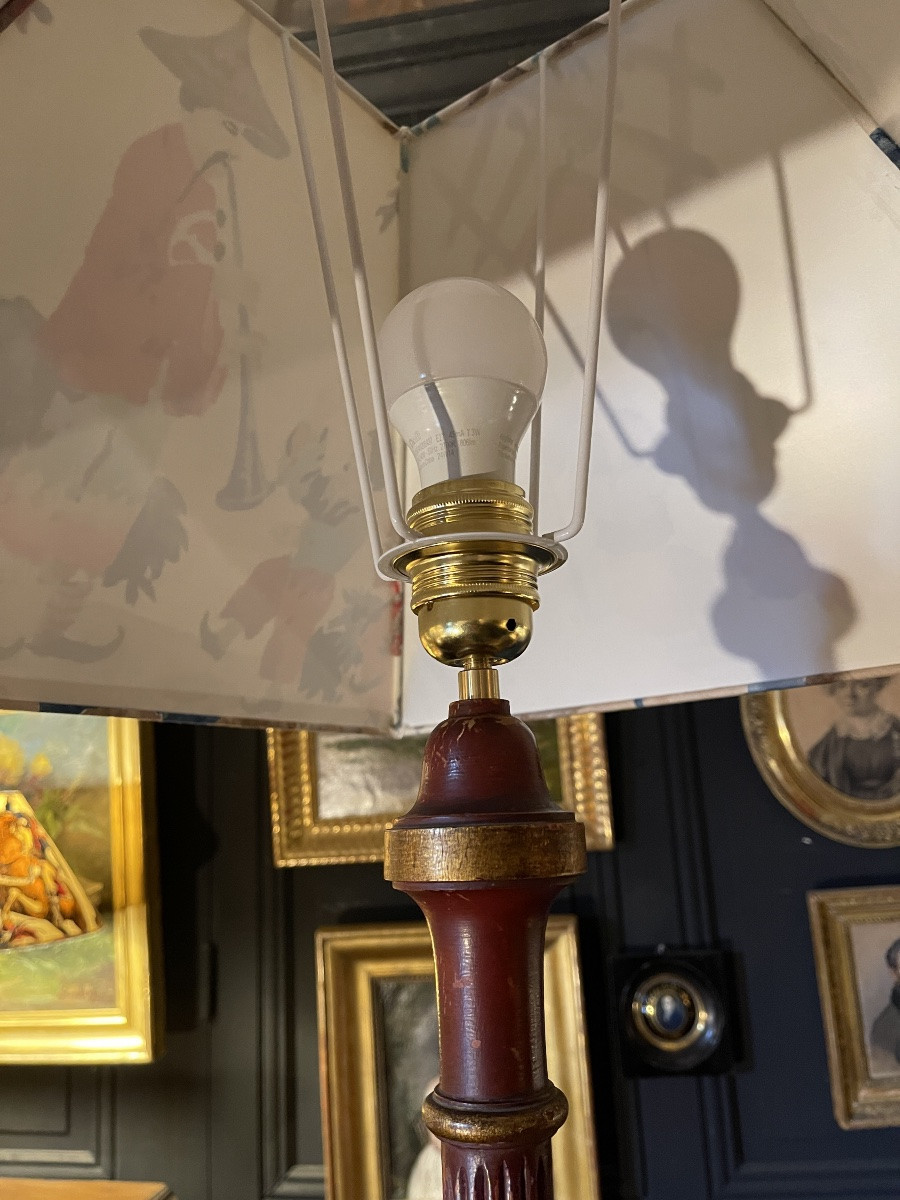 Lampadaire tripode en bois laqué, Hauteur 180 cm-photo-3