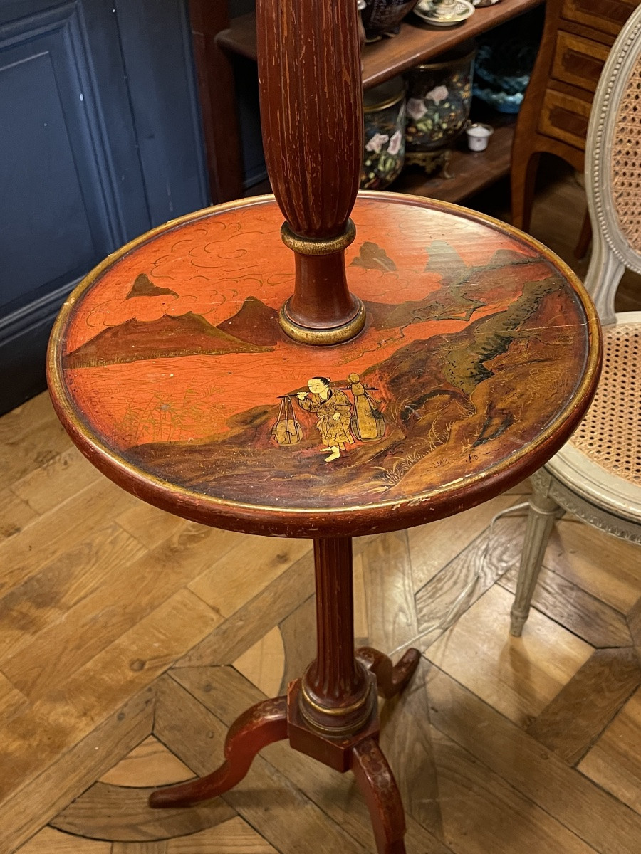 Lampadaire tripode en bois laqué, Hauteur 180 cm-photo-4