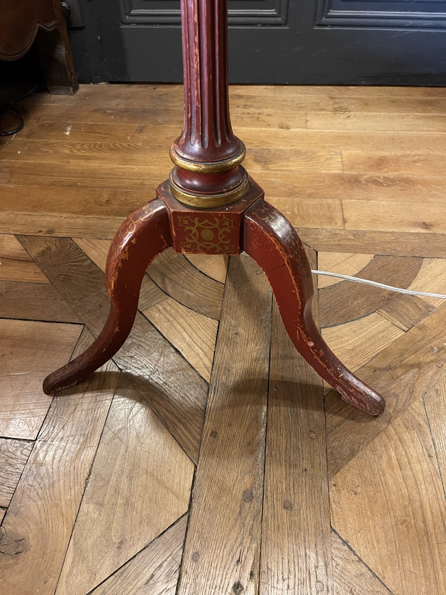 Lampadaire tripode en bois laqué, Hauteur 180 cm-photo-6