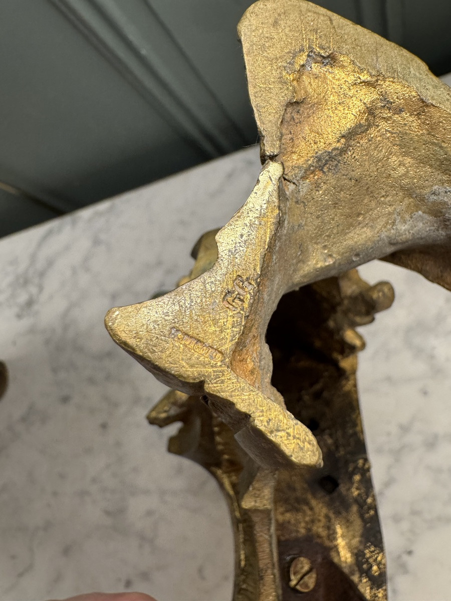 Paire de chenets style Louis XV de Henri Picard XIXème-photo-6
