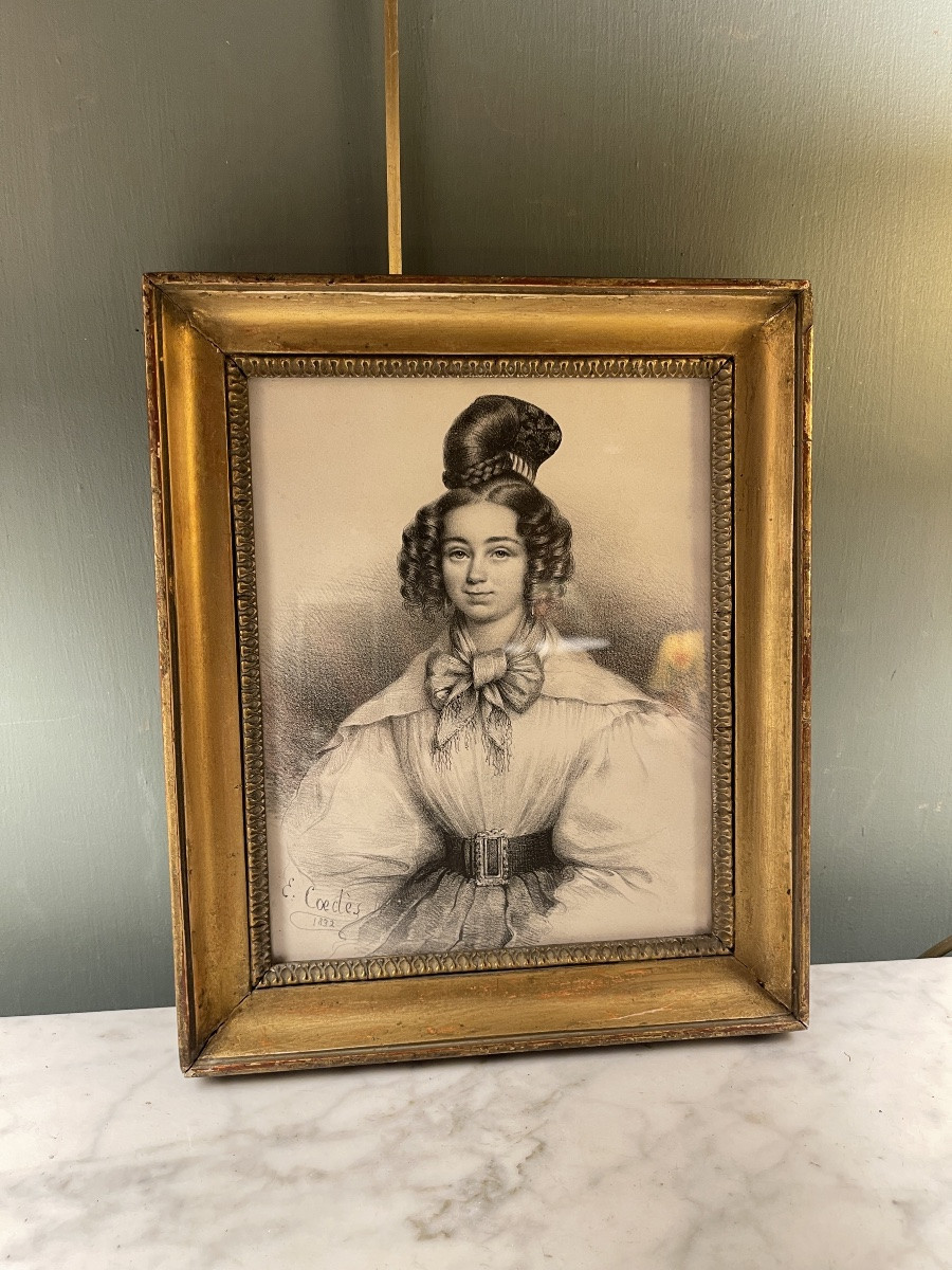 Portrait de dame, gravure datée 1832-photo-4