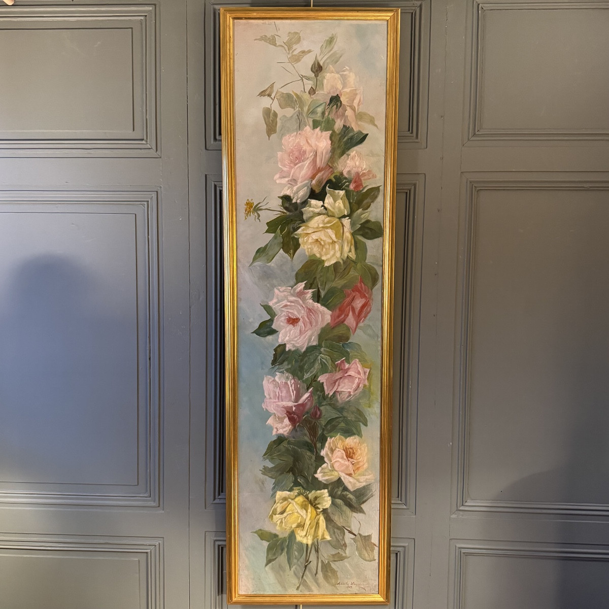 Important Painting Of Old Roses Dated 1903