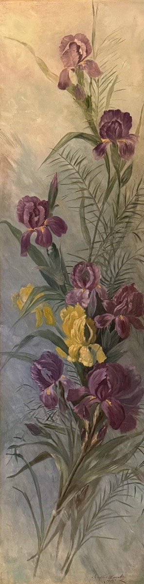 Important Painting Of Irises Dated 1903-photo-2