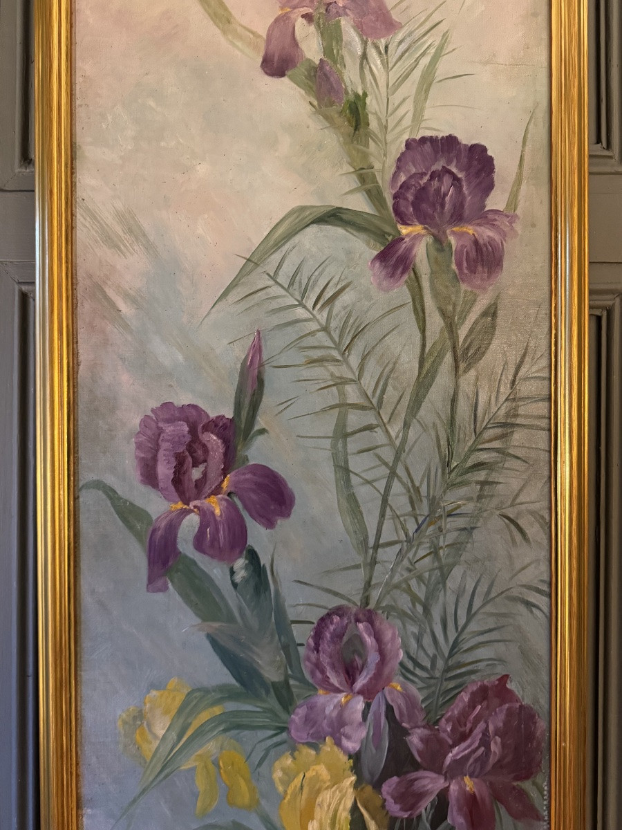 Important Painting Of Irises Dated 1903-photo-4
