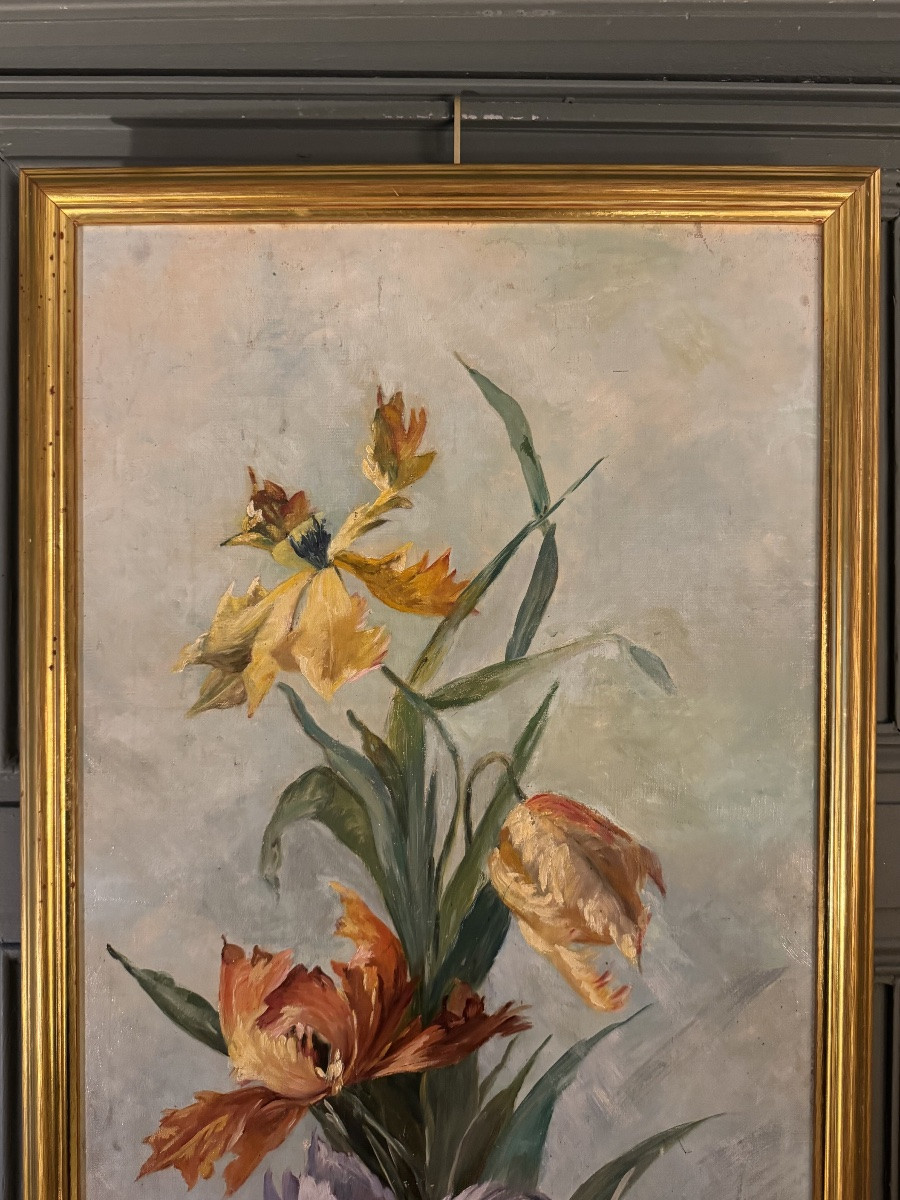 Important Painting Of Lilies Dated 1903-photo-3