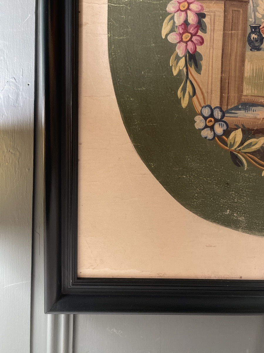 At The Fountain, Aubusson Cardboard, 19th Century-photo-2