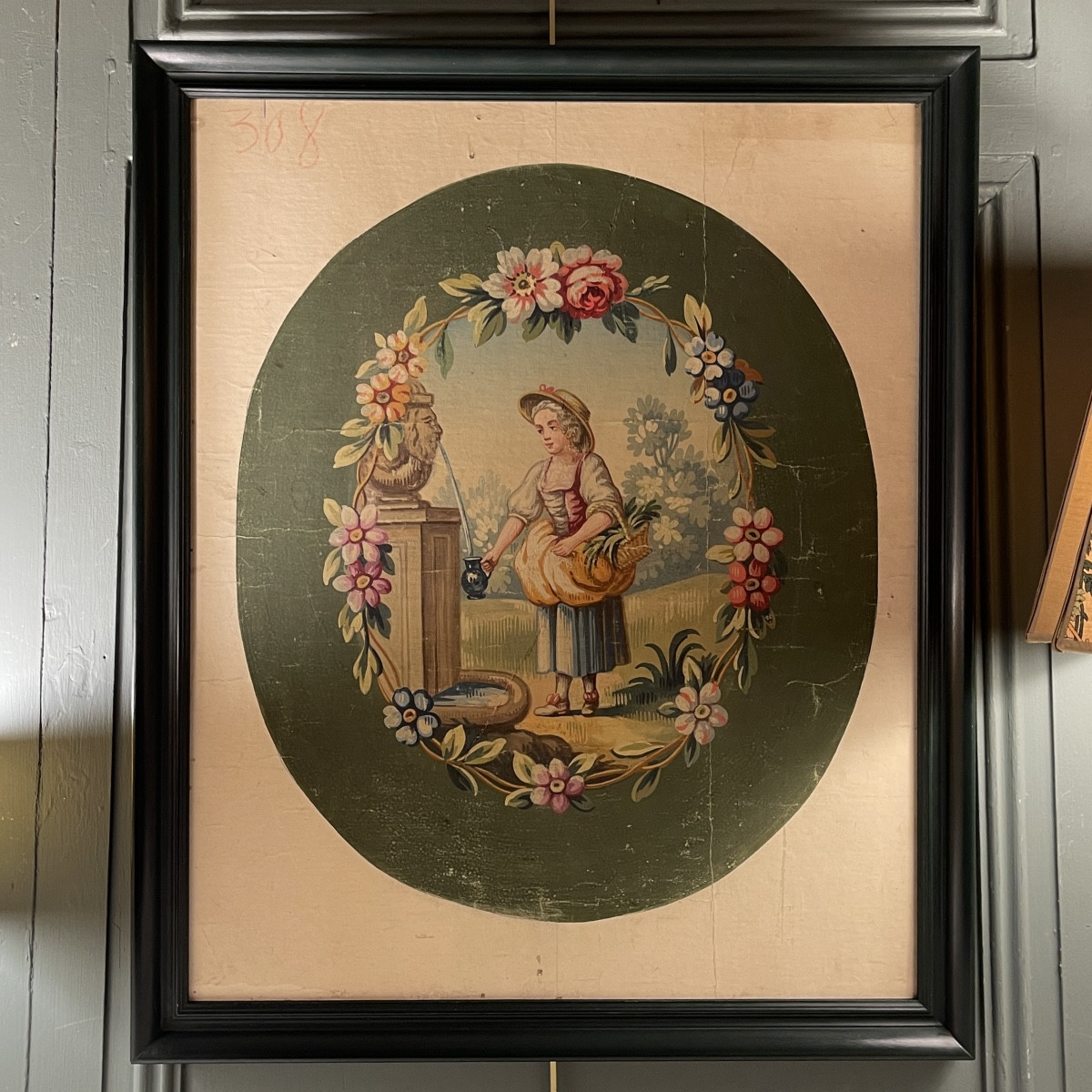 At The Fountain, Aubusson Cardboard, 19th Century