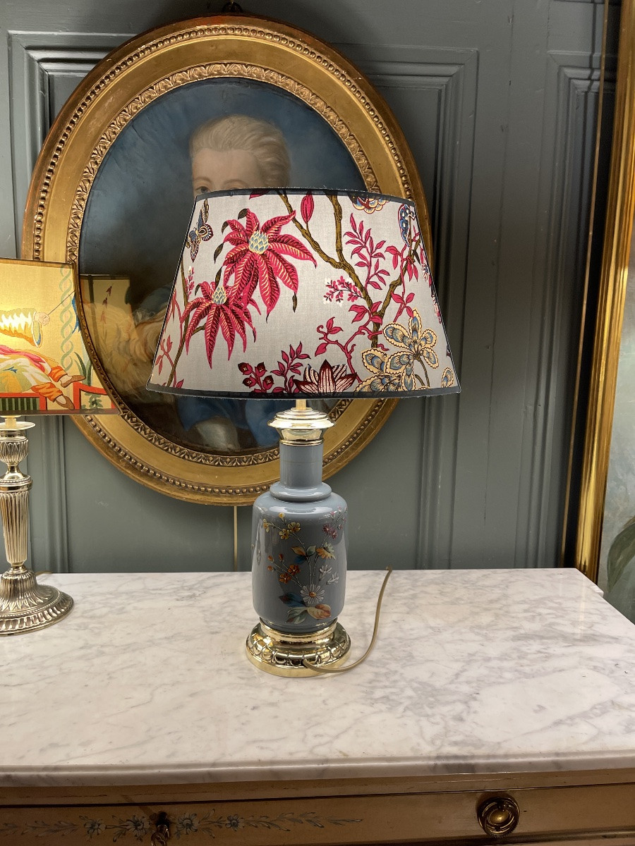 Lampe en faïence émaillée XIXème, Hauteur 52.5 cm-photo-3