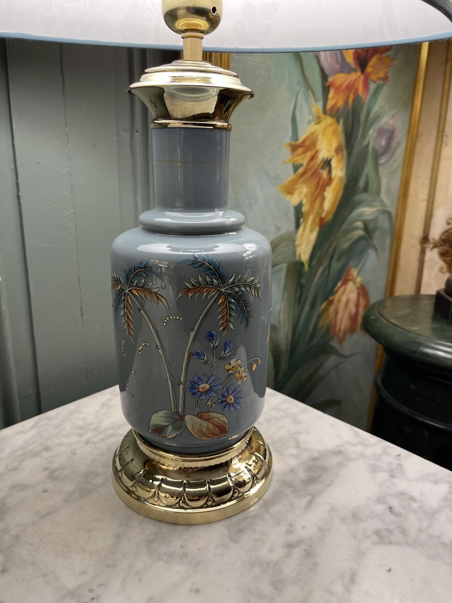 Lampe en faïence émaillée XIXème, Hauteur 52.5 cm-photo-2