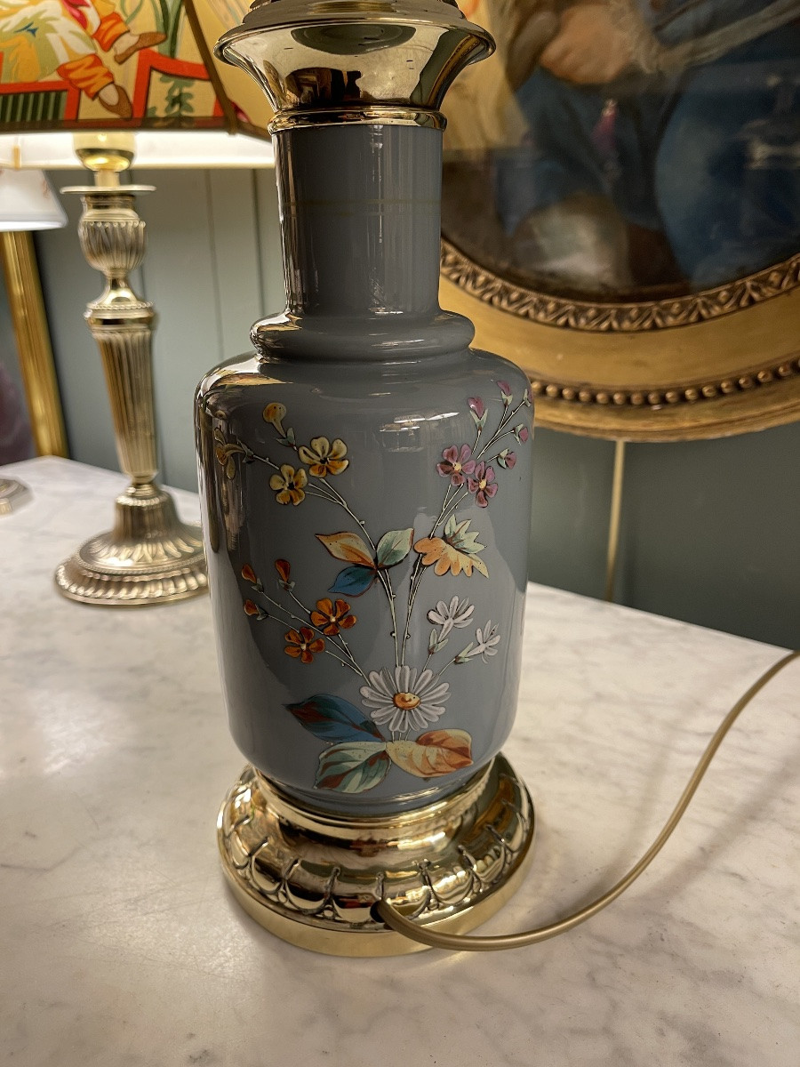 Lampe en faïence émaillée XIXème, Hauteur 52.5 cm-photo-4