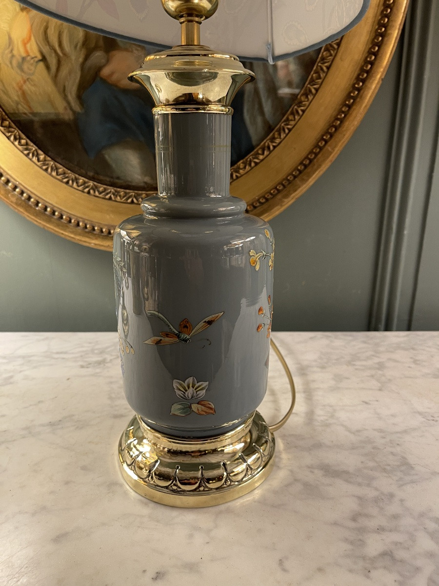 Lampe en faïence émaillée XIXème, Hauteur 52.5 cm-photo-6