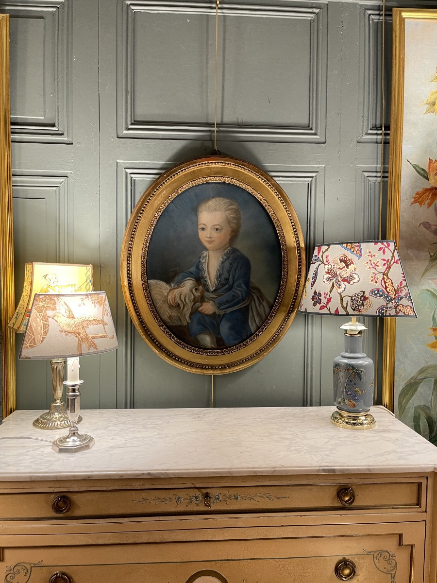 Lampe en faïence émaillée XIXème, Hauteur 52.5 cm-photo-8