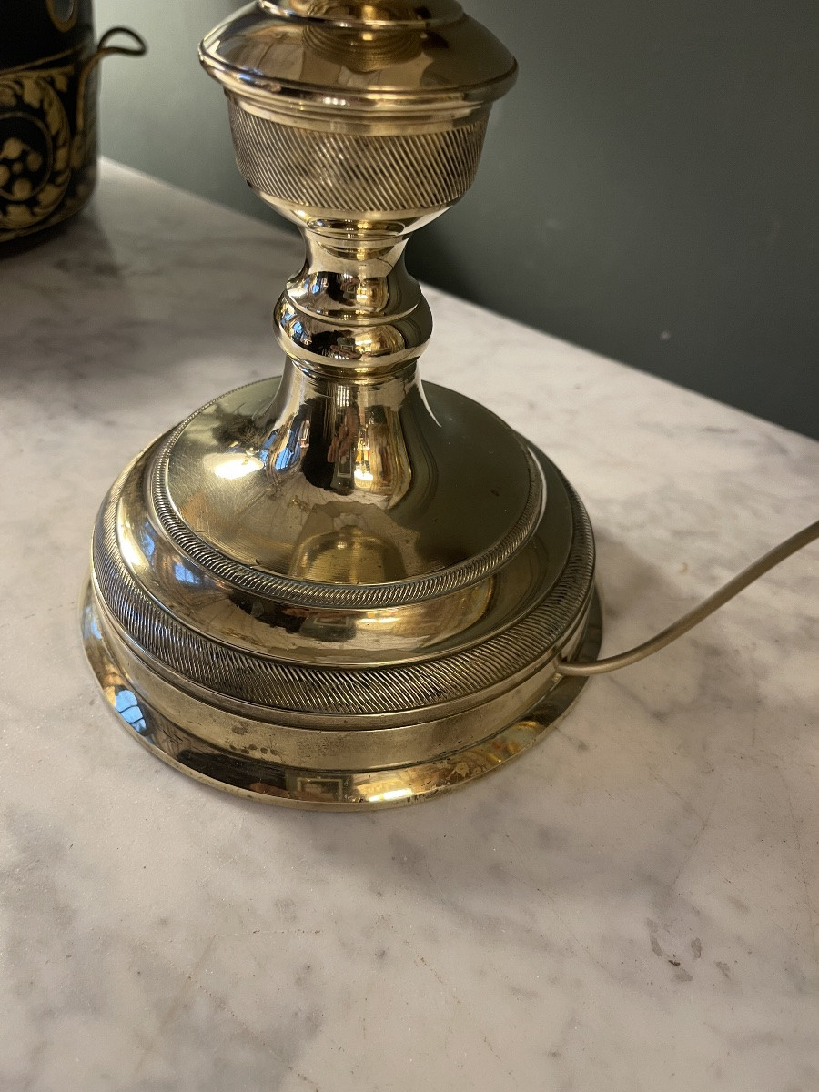 Grande lampe en bronze ciselé XIXème, hauteur 58 cm-photo-5