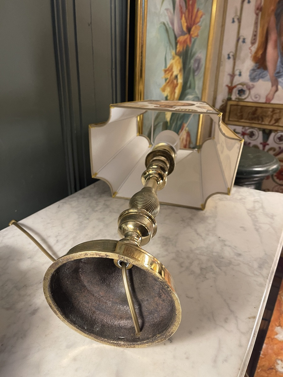 Grande lampe en bronze ciselé XIXème, hauteur 58 cm-photo-6