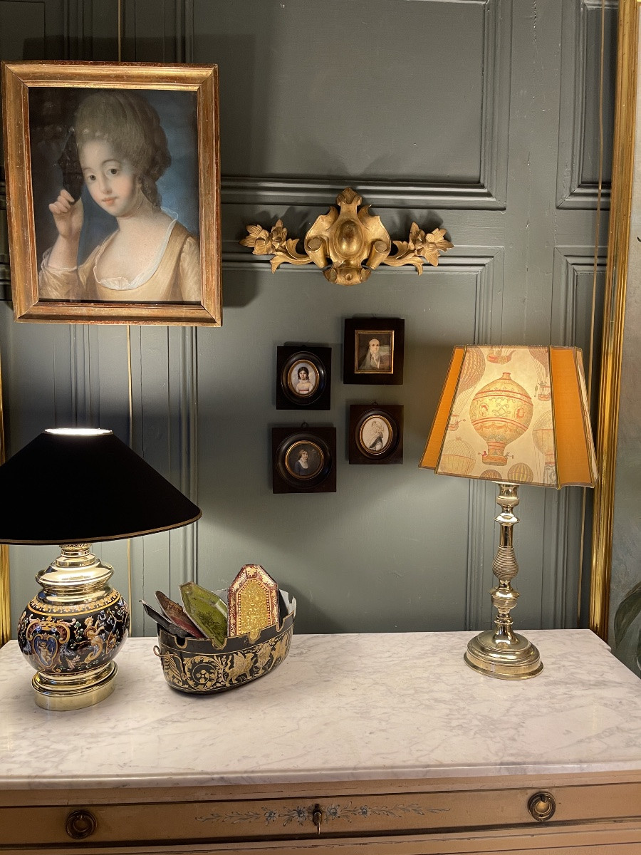 Grande lampe en bronze ciselé XIXème, hauteur 58 cm-photo-7