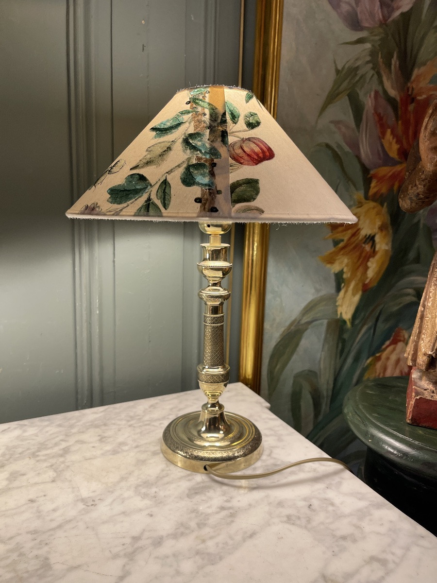 Chiseled Bronze Lamp, Height 39.5 Cm-photo-3