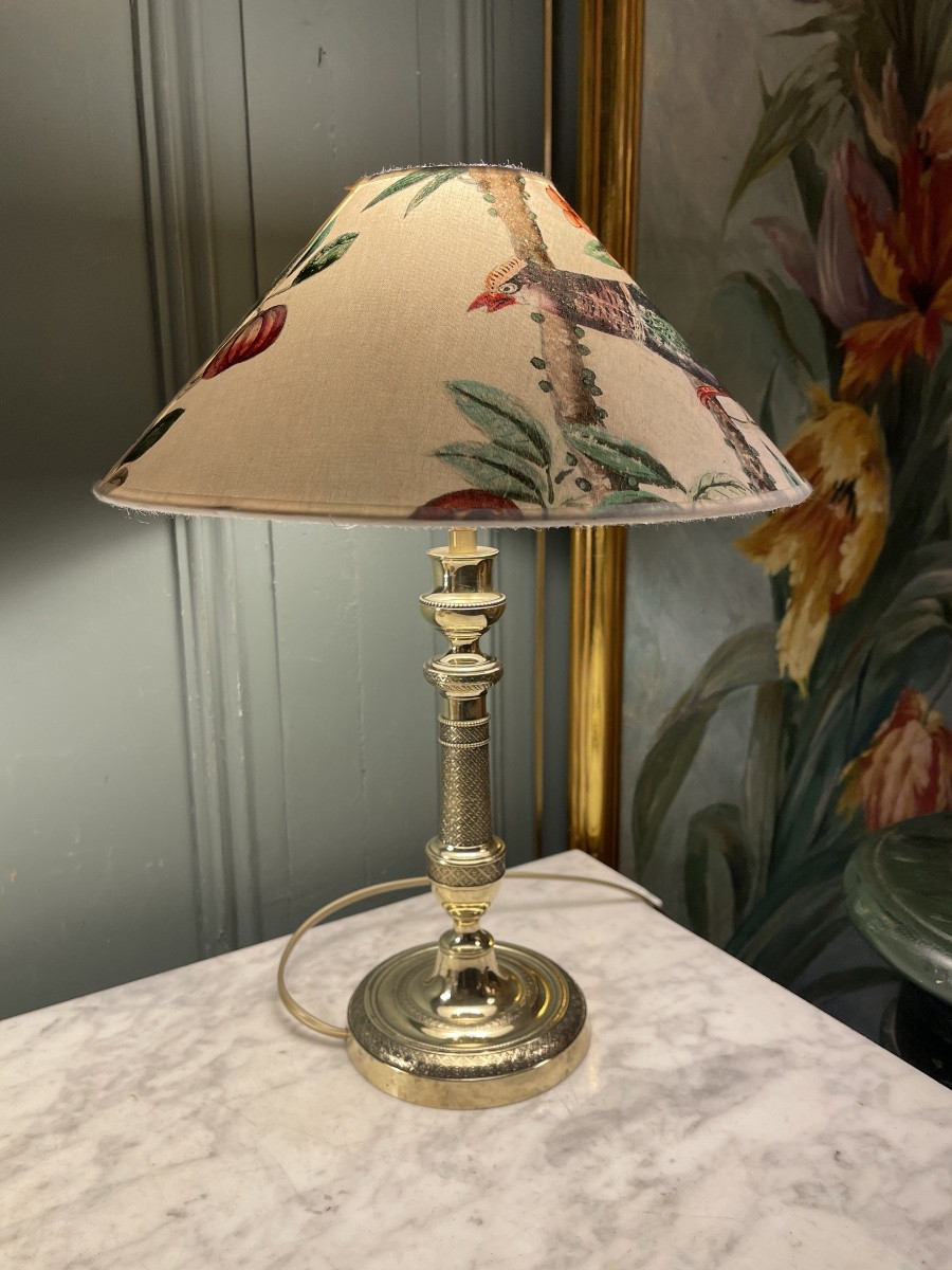 Chiseled Bronze Lamp, Height 39.5 Cm-photo-4