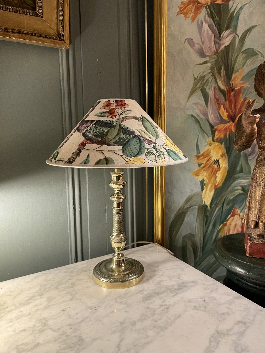 Chiseled Bronze Lamp, Height 39.5 Cm-photo-1