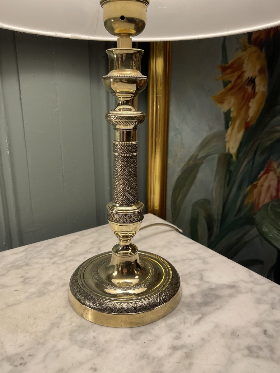 Chiseled Bronze Lamp, Height 39.5 Cm-photo-2