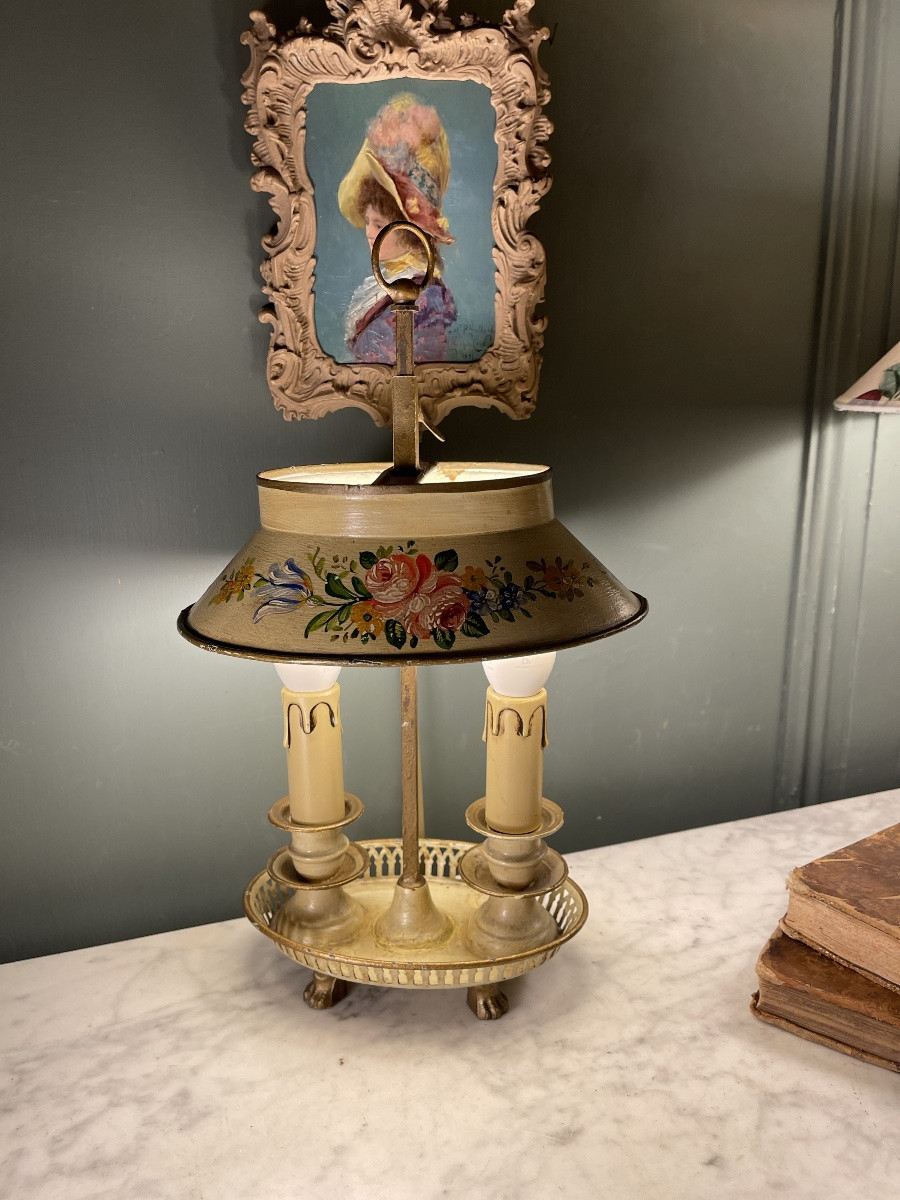 Bouillotte Lamp With Floral Decoration, Height 36 Cm-photo-3