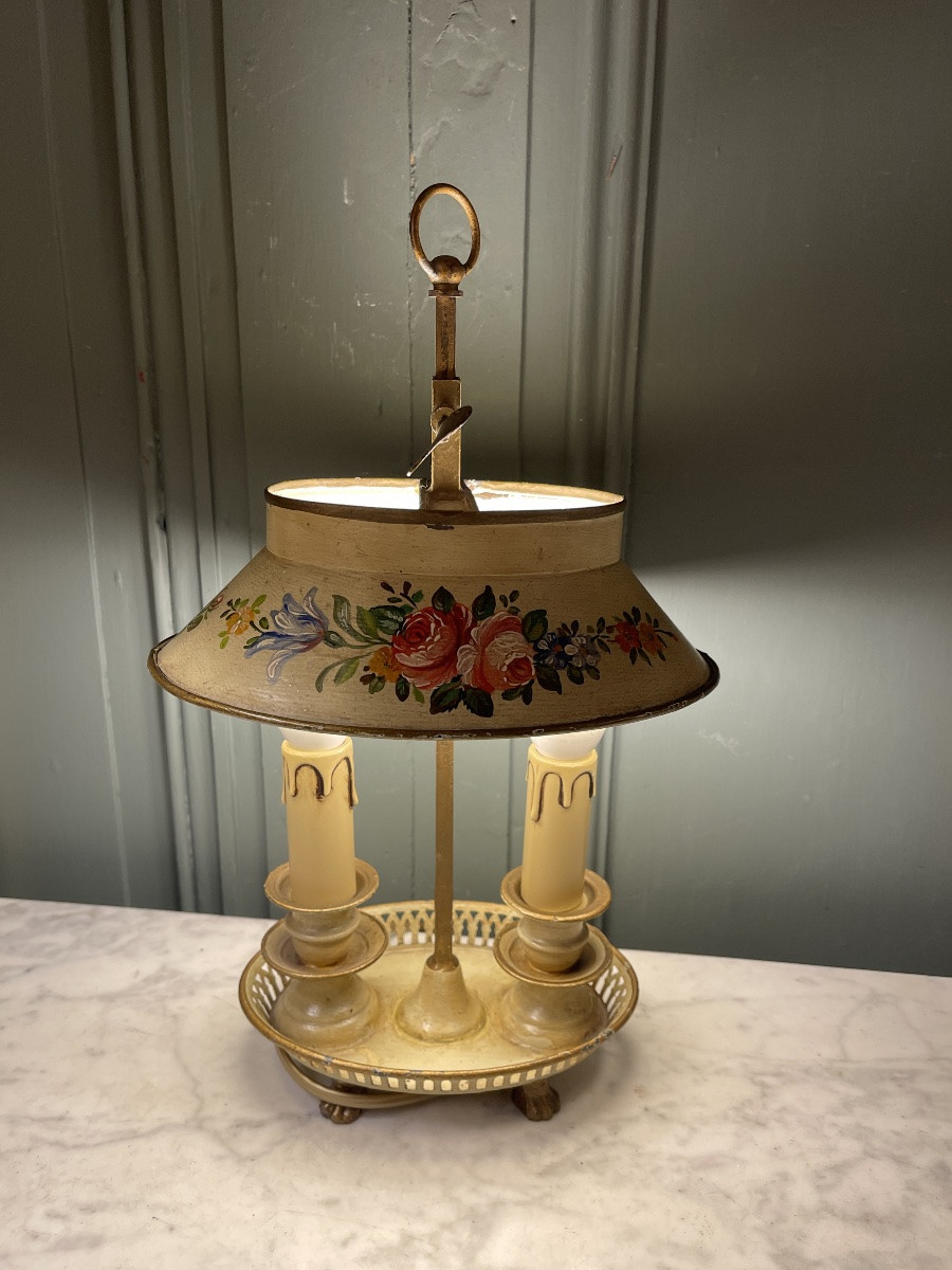 Bouillotte Lamp With Floral Decoration, Height 36 Cm-photo-1