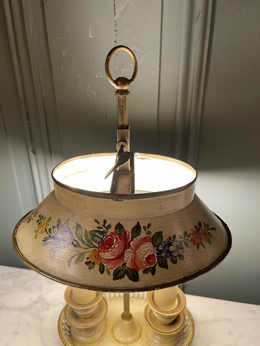 Bouillotte Lamp With Floral Decoration, Height 36 Cm-photo-2
