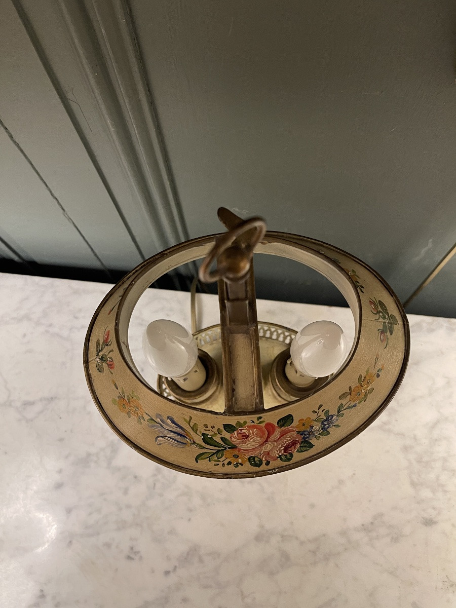 Bouillotte Lamp With Floral Decoration, Height 36 Cm-photo-3