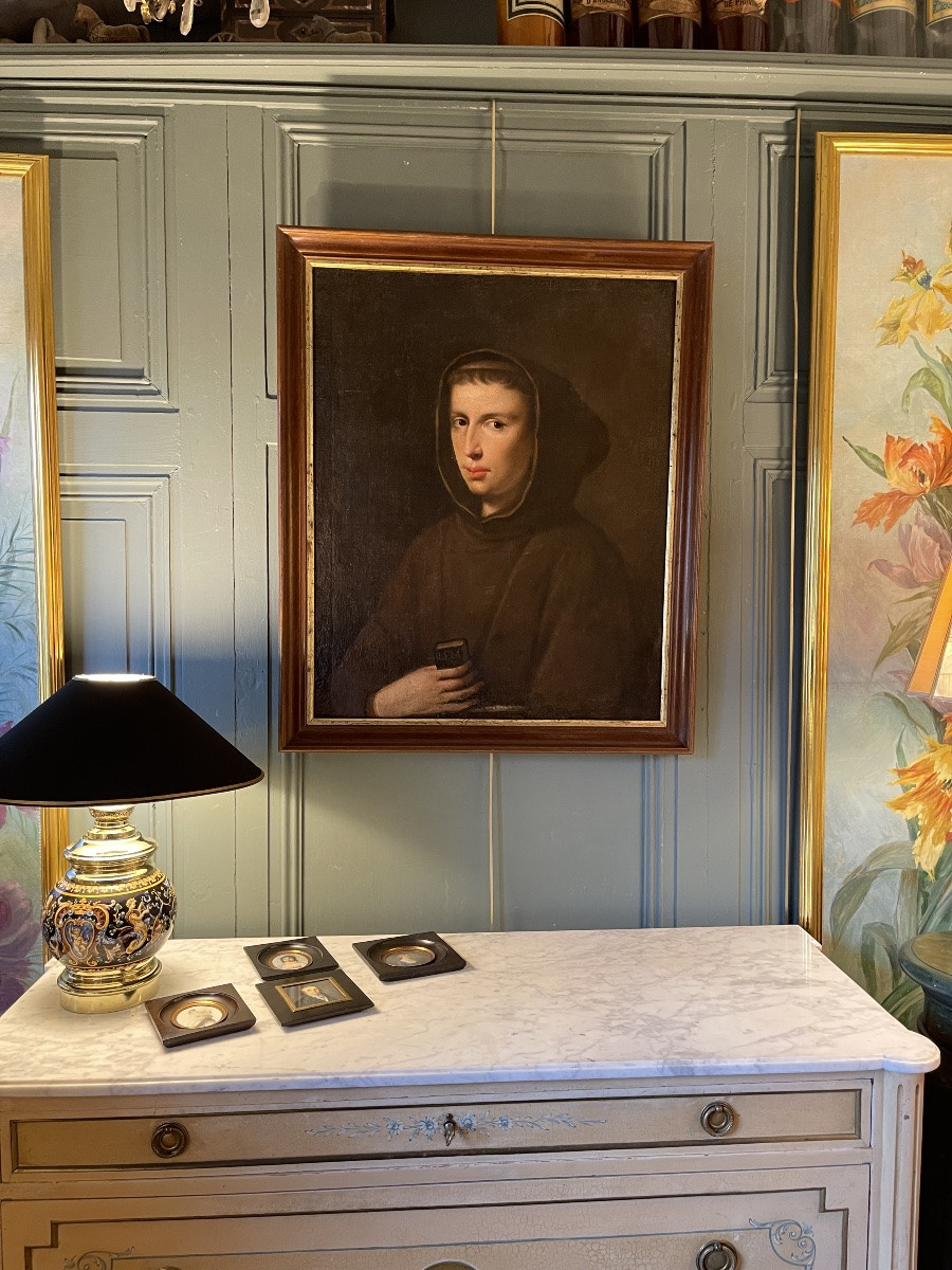 Portrait d'un jeune moine Franciscain XIXème-photo-6