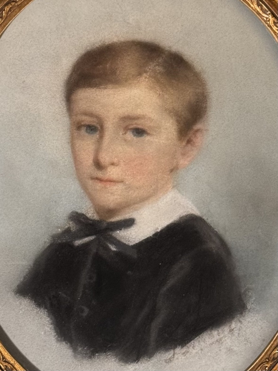 Portrait d'un jeune garçon, pastel XIXème-photo-2