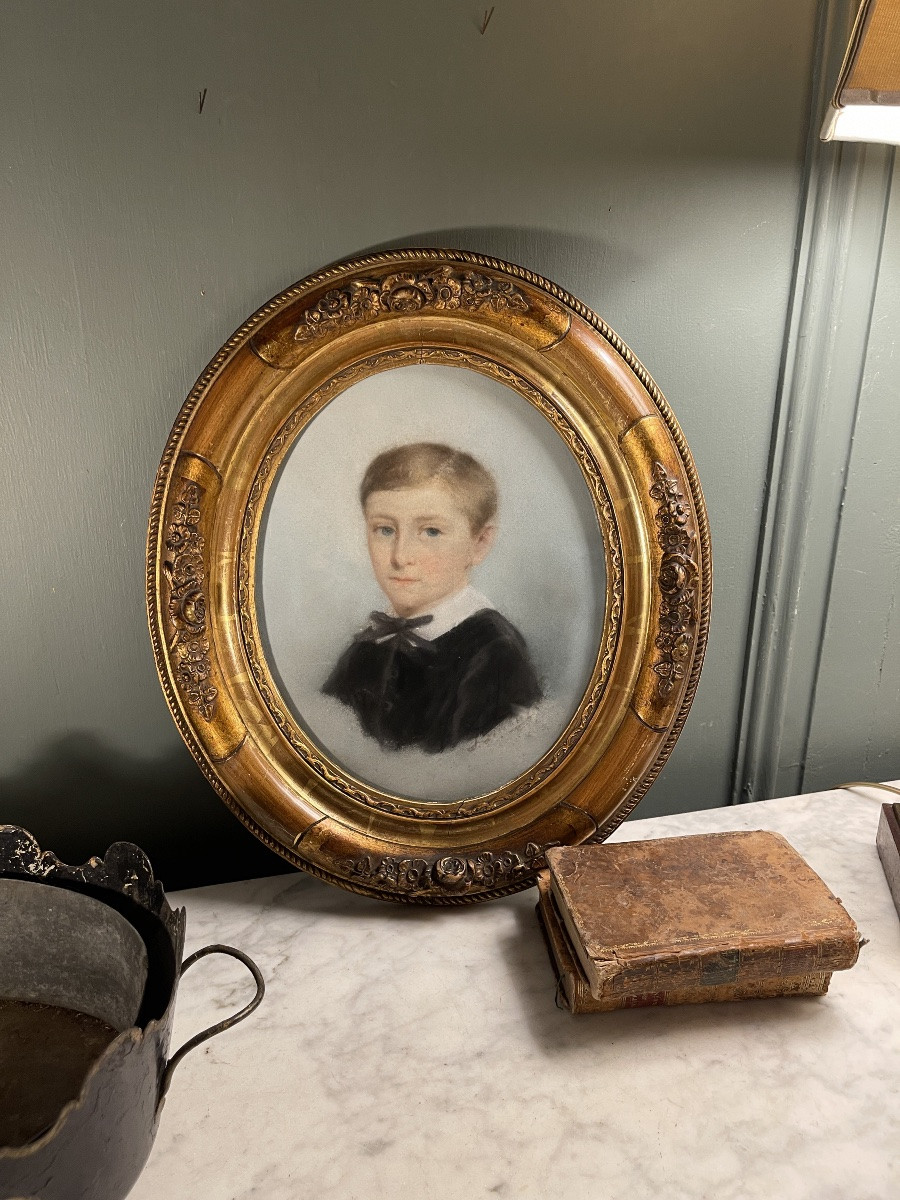 Portrait d'un jeune garçon, pastel XIXème-photo-3