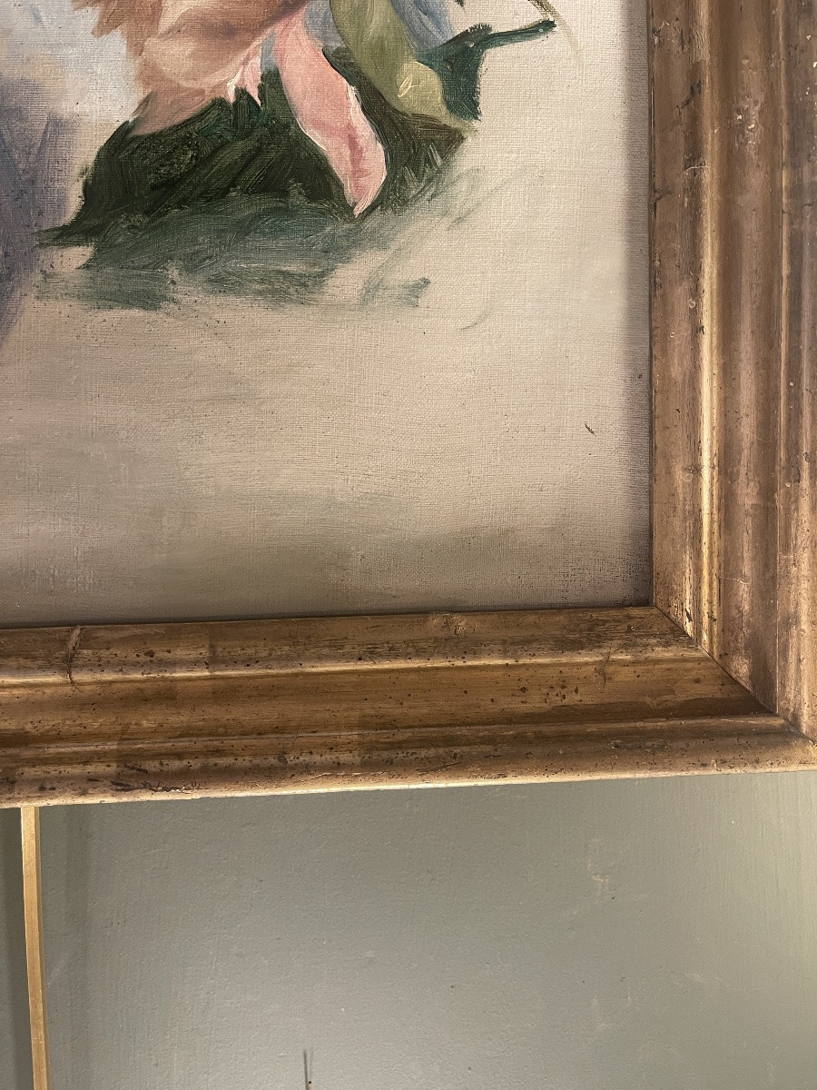 Tableau de fleurs, pivoines XIXème-photo-4