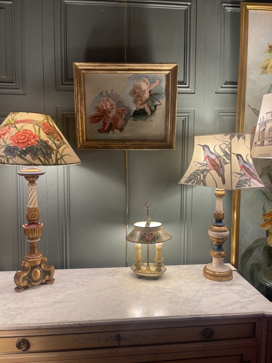 Tableau de fleurs, pivoines XIXème-photo-8