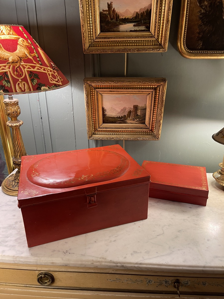 Ensemble de deux boites en tôle peinte-photo-3