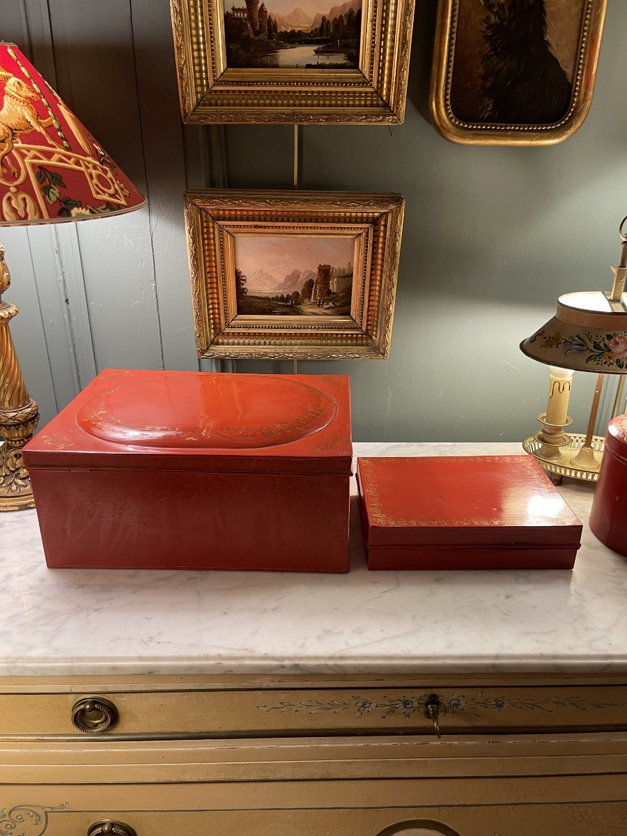 Ensemble de deux boites en tôle peinte-photo-3