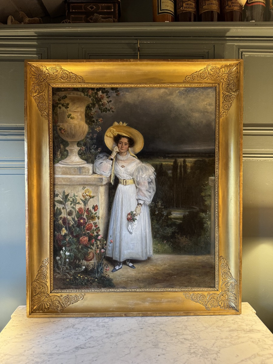 Important Portrait Of A Lady By François Gabriel Lépaulle, Dated 1830-photo-6
