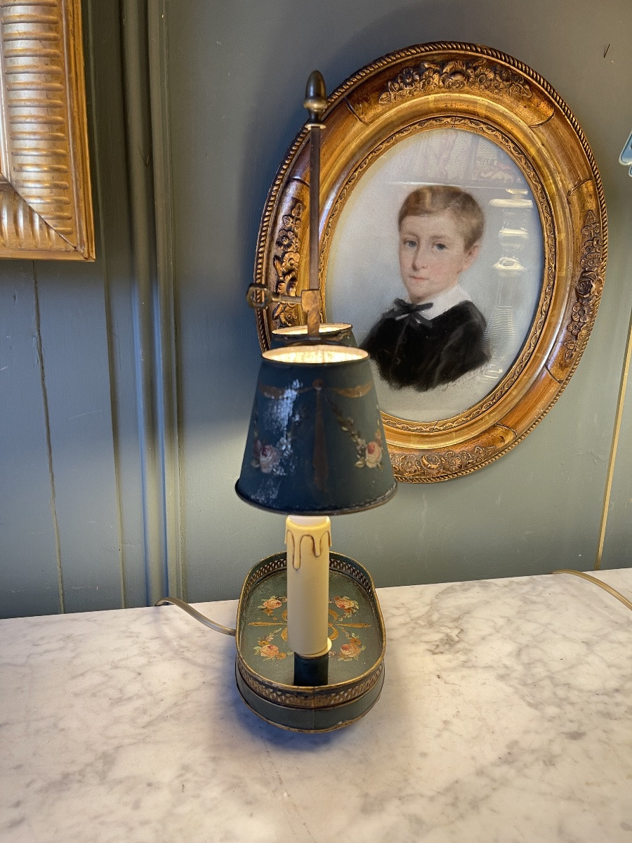 Bouillotte Lamp With Floral Decoration, Height 41.5 Cm-photo-4