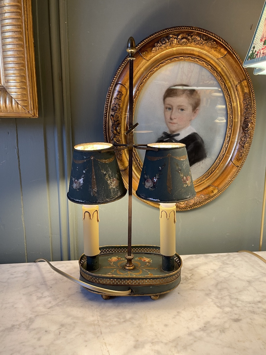 Bouillotte Lamp With Floral Decoration, Height 41.5 Cm-photo-1